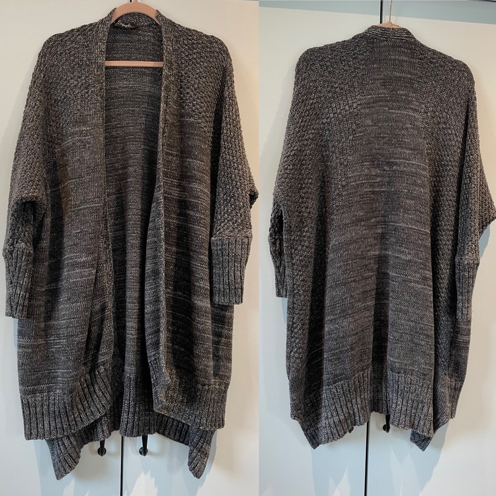 SYMPLI open drape chunky knit oversized cardigan sweater xs MADE IN CANADA